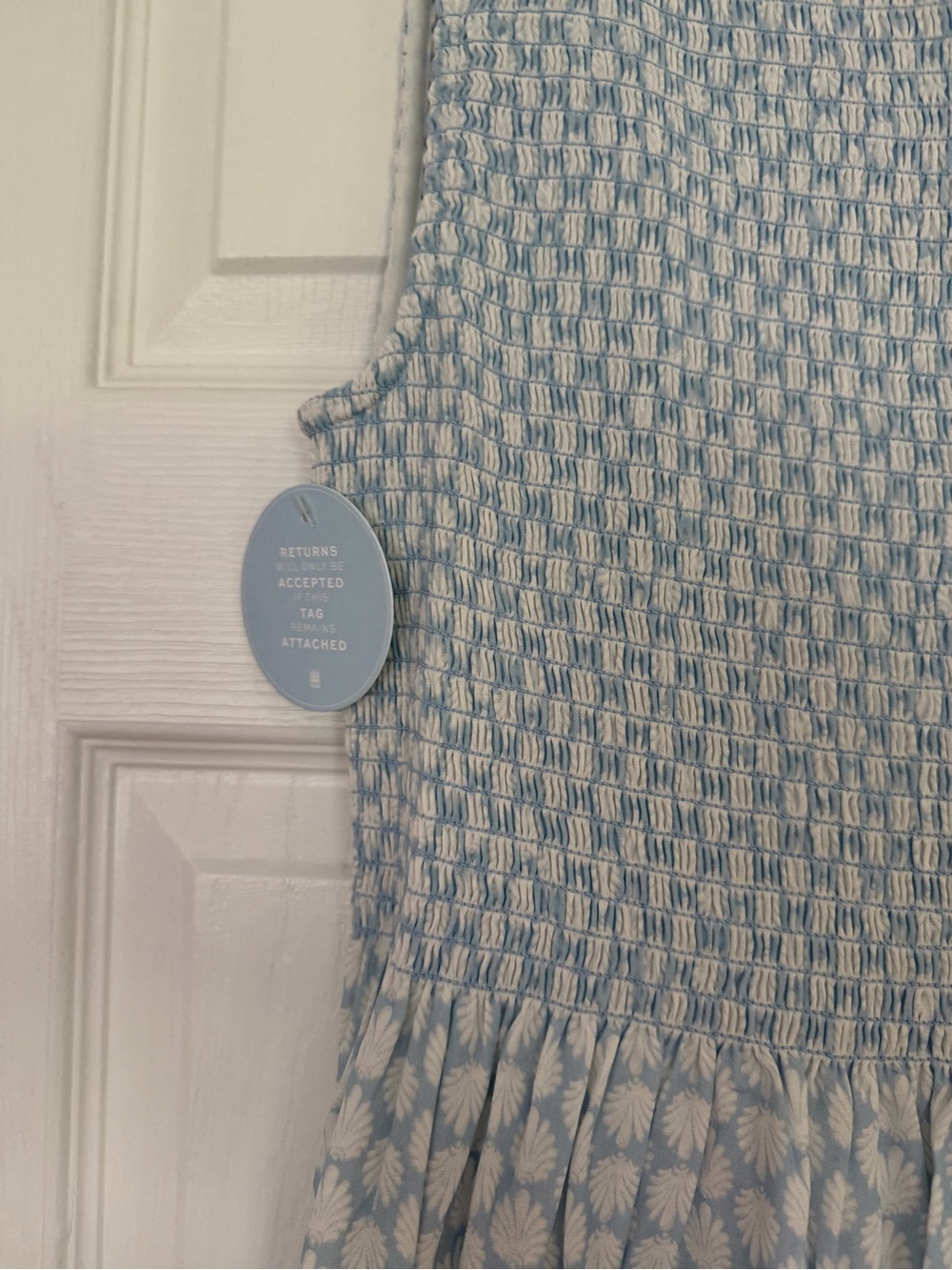 Hill House Pale Blue Patterned Smocked Maxi Dress - Picture 5 of 5